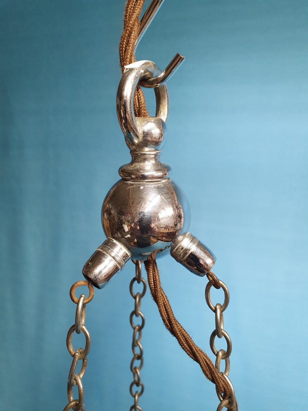 Early 20th century deco New York flame chandelier View VI