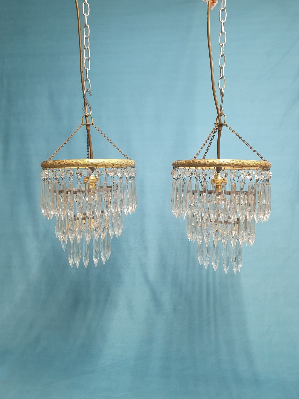 Early 20th century pair of spike chandeliers