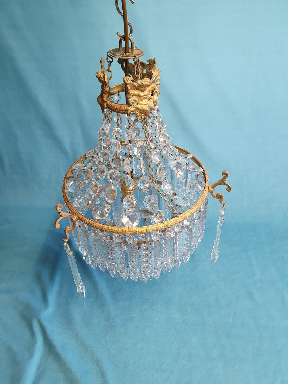 Early 20th century lustre chandelier with cherubs  View II