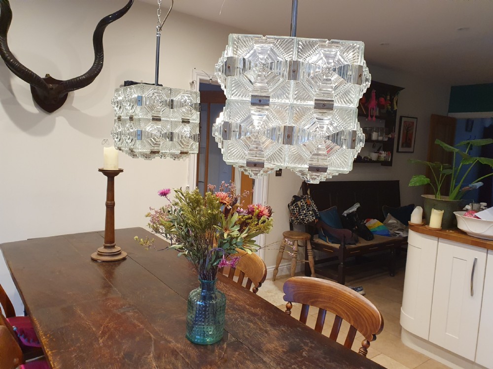 Pair of early 20th century stunning art deco ceiling lights View II