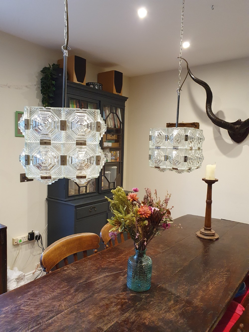 Pair of early 20th century stunning art deco ceiling lights View IV