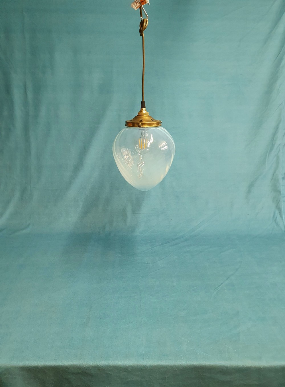 Early 20th century Vaseline glass colour changing pendant