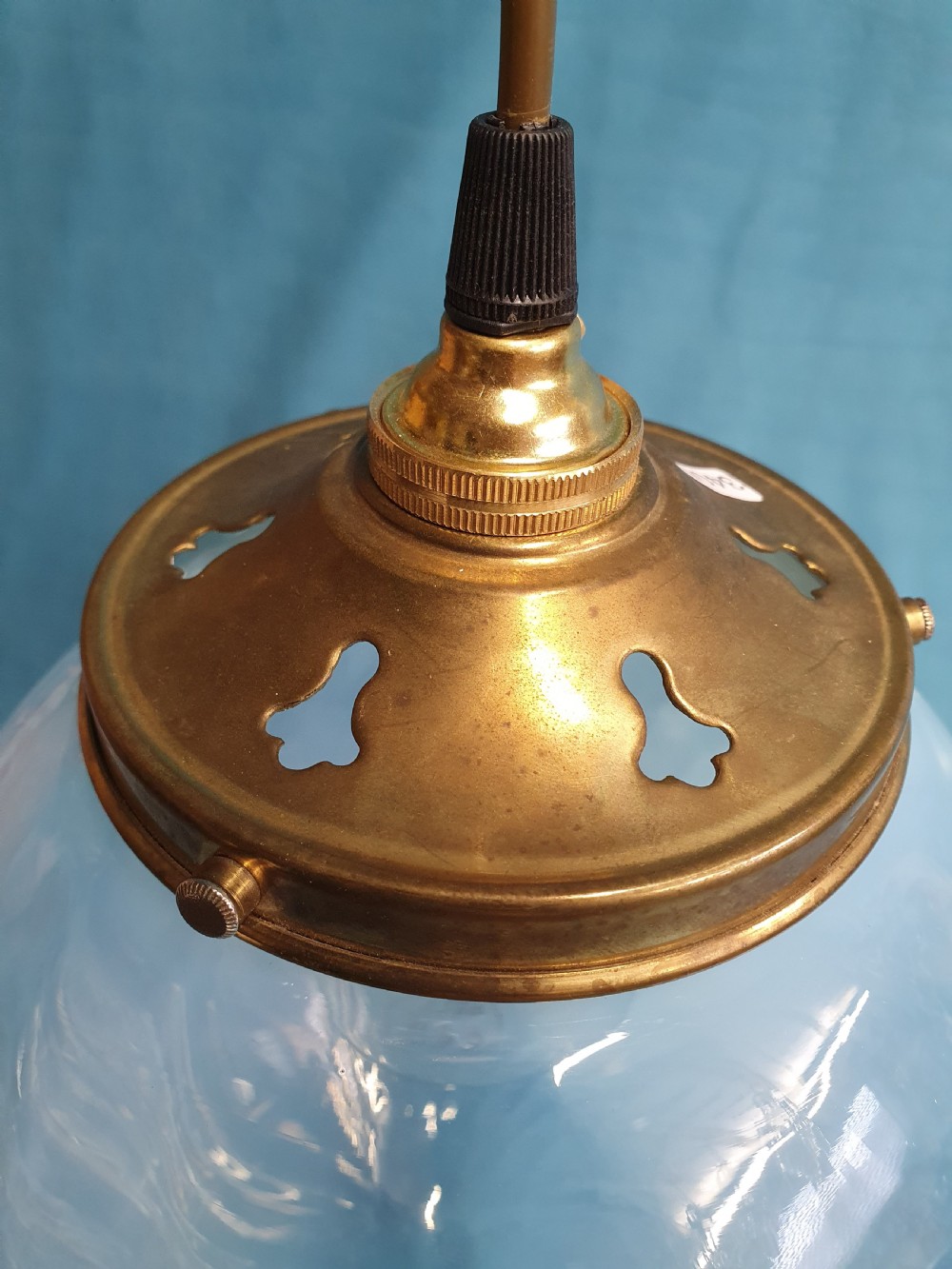 Early 20th century Vaseline glass colour changing pendant View VI