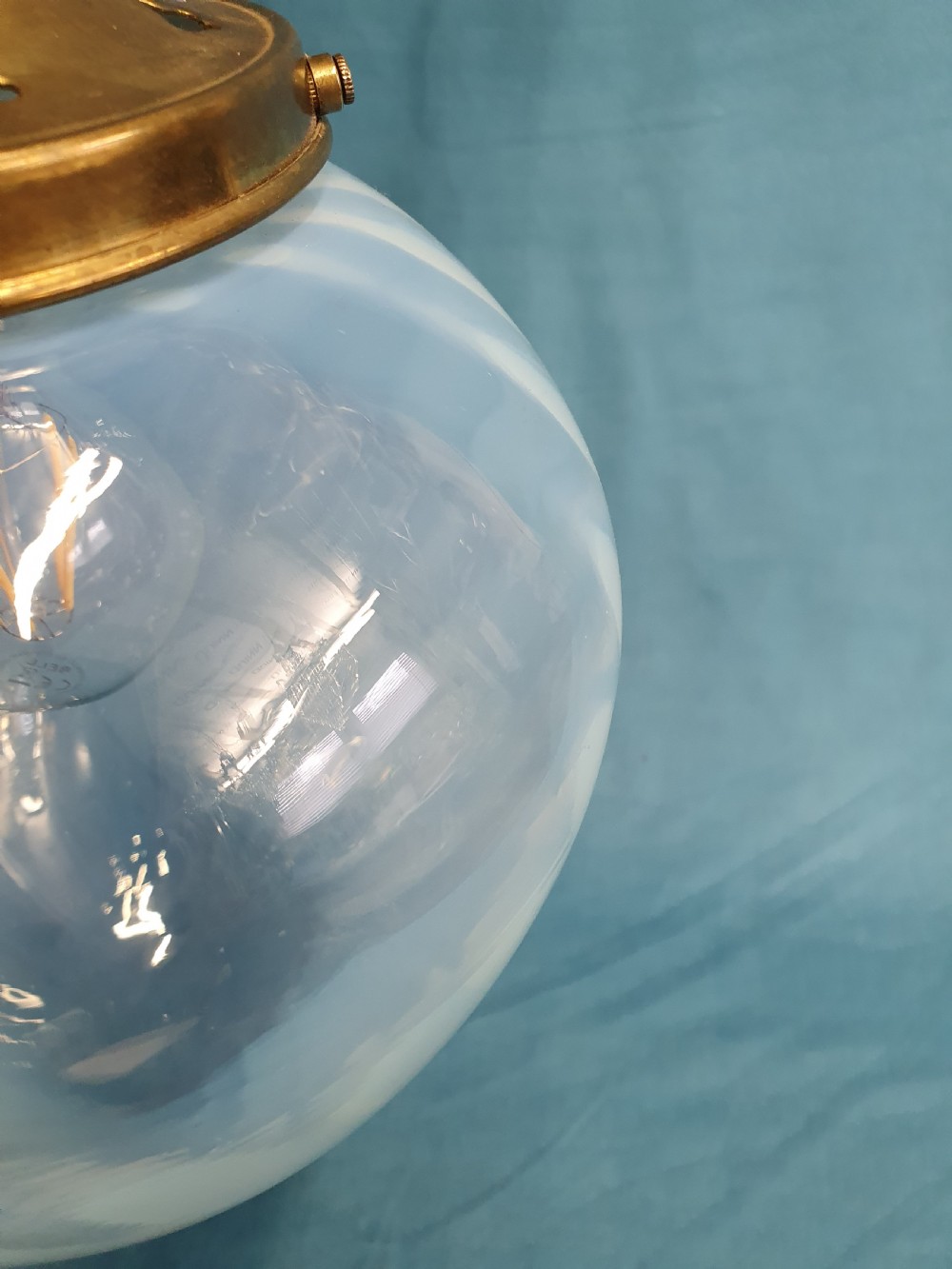 Early 20th century Vaseline glass colour changing pendant View VII