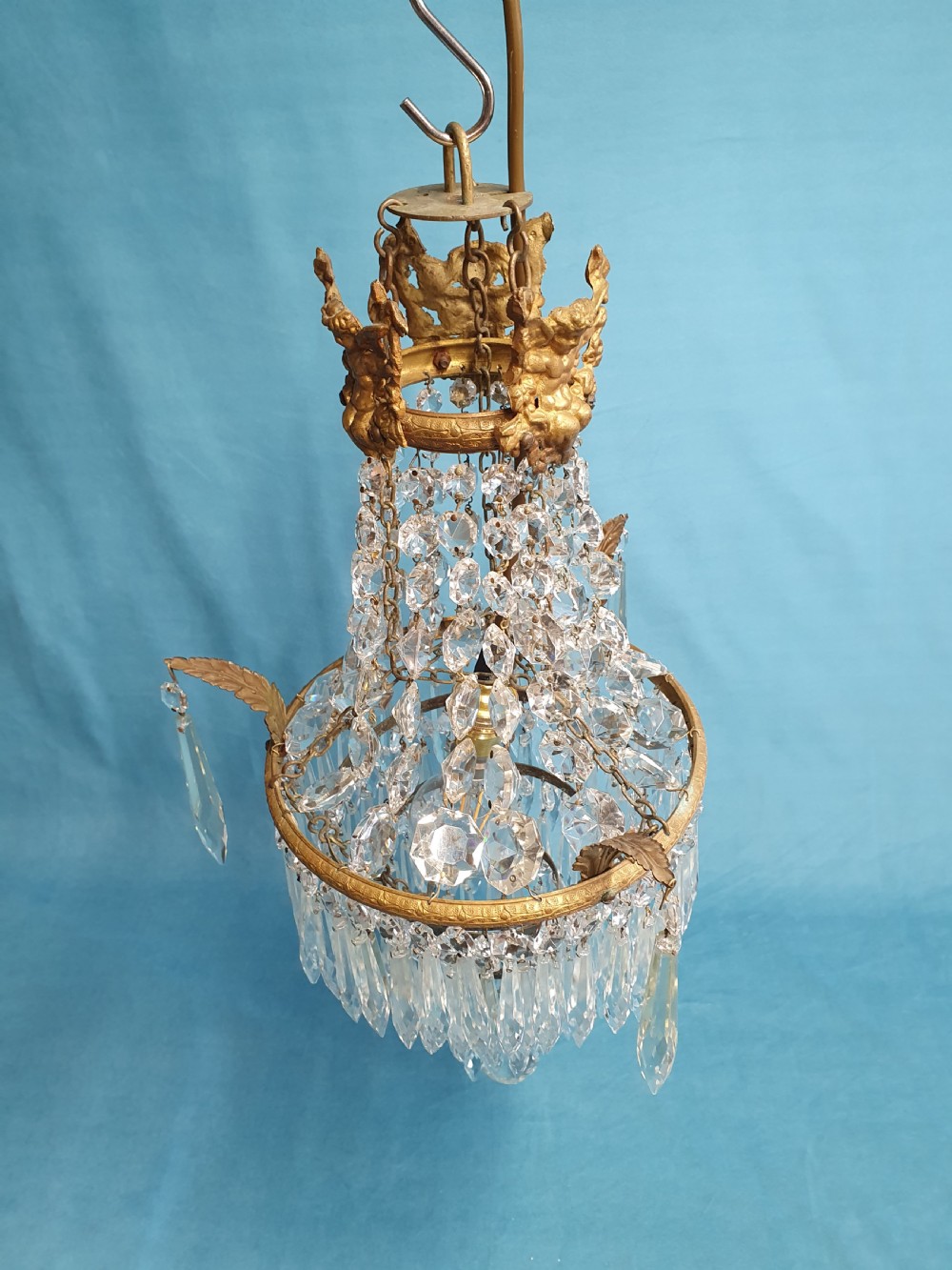 Early 20th century spike chandelier with cherubs View III