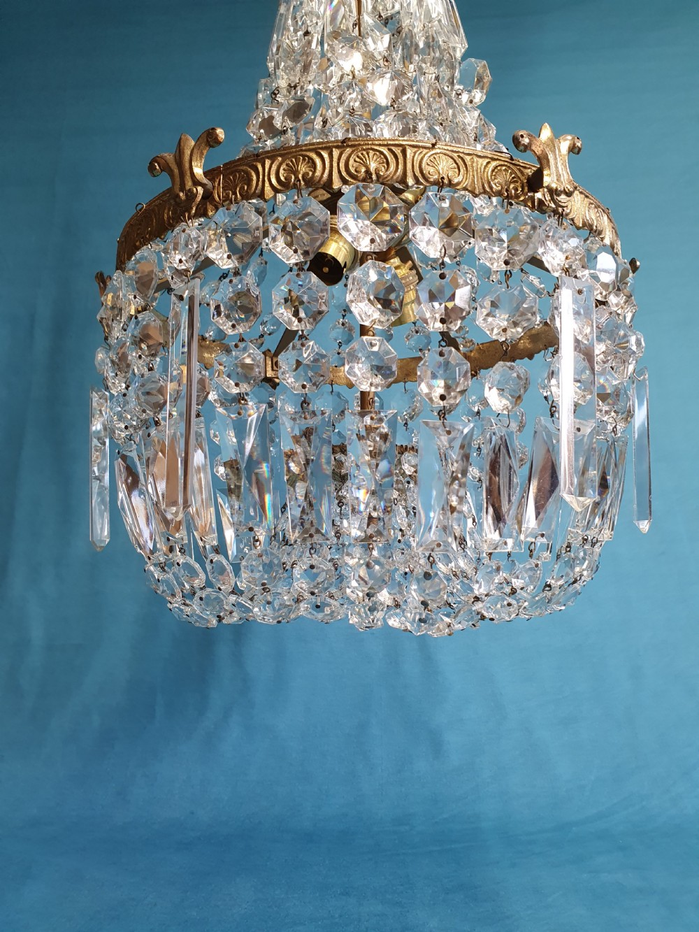 Early 20th century Large prism chandelier View II