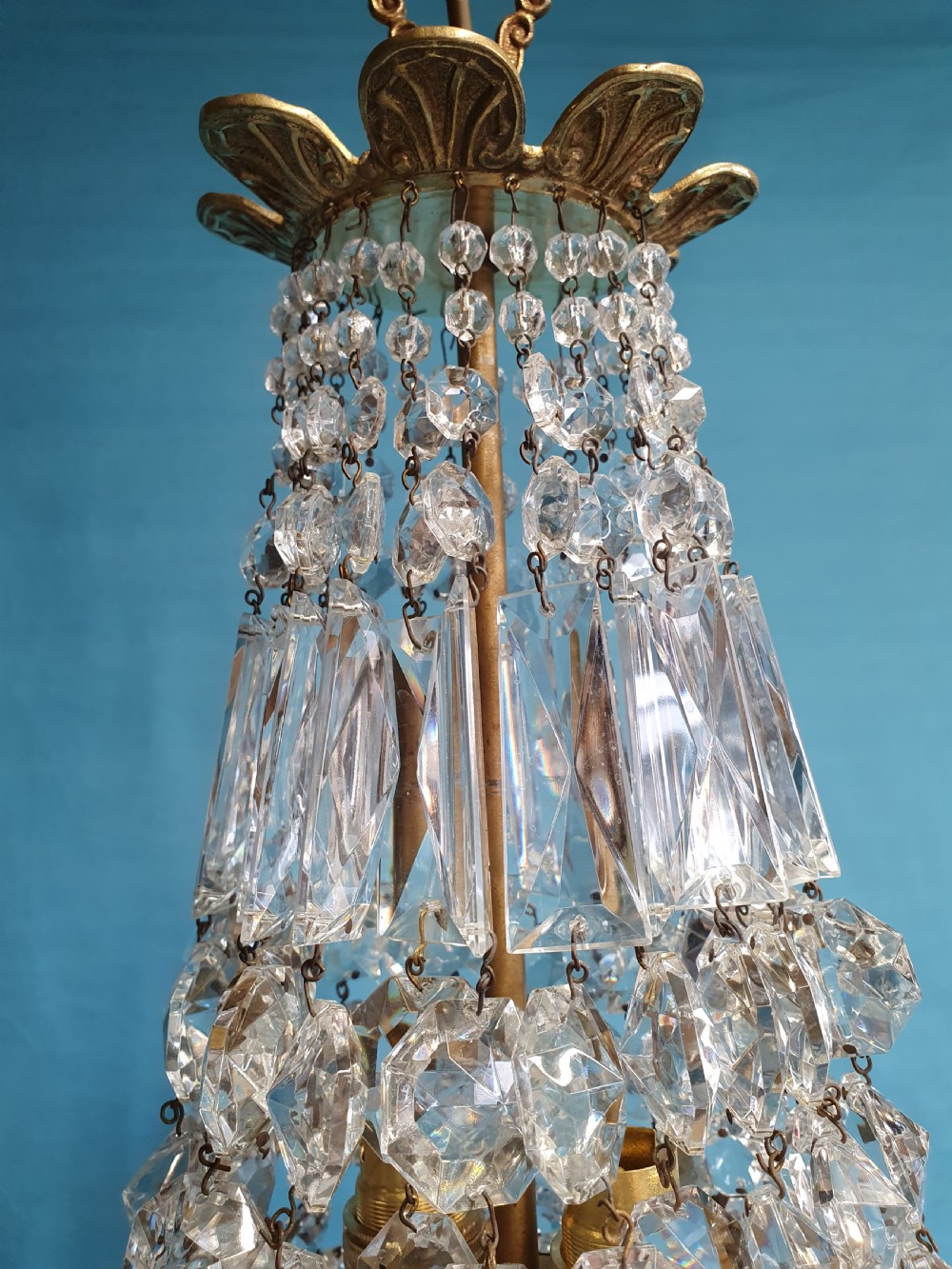 Early 20th century Large prism chandelier View VI