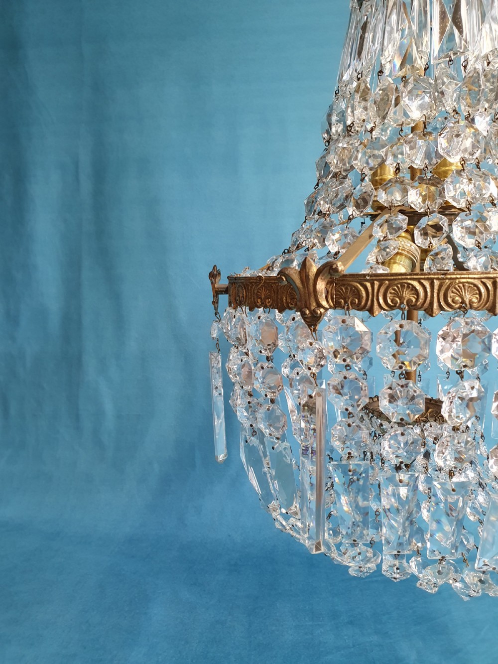 Early 20th century Large prism chandelier View VII