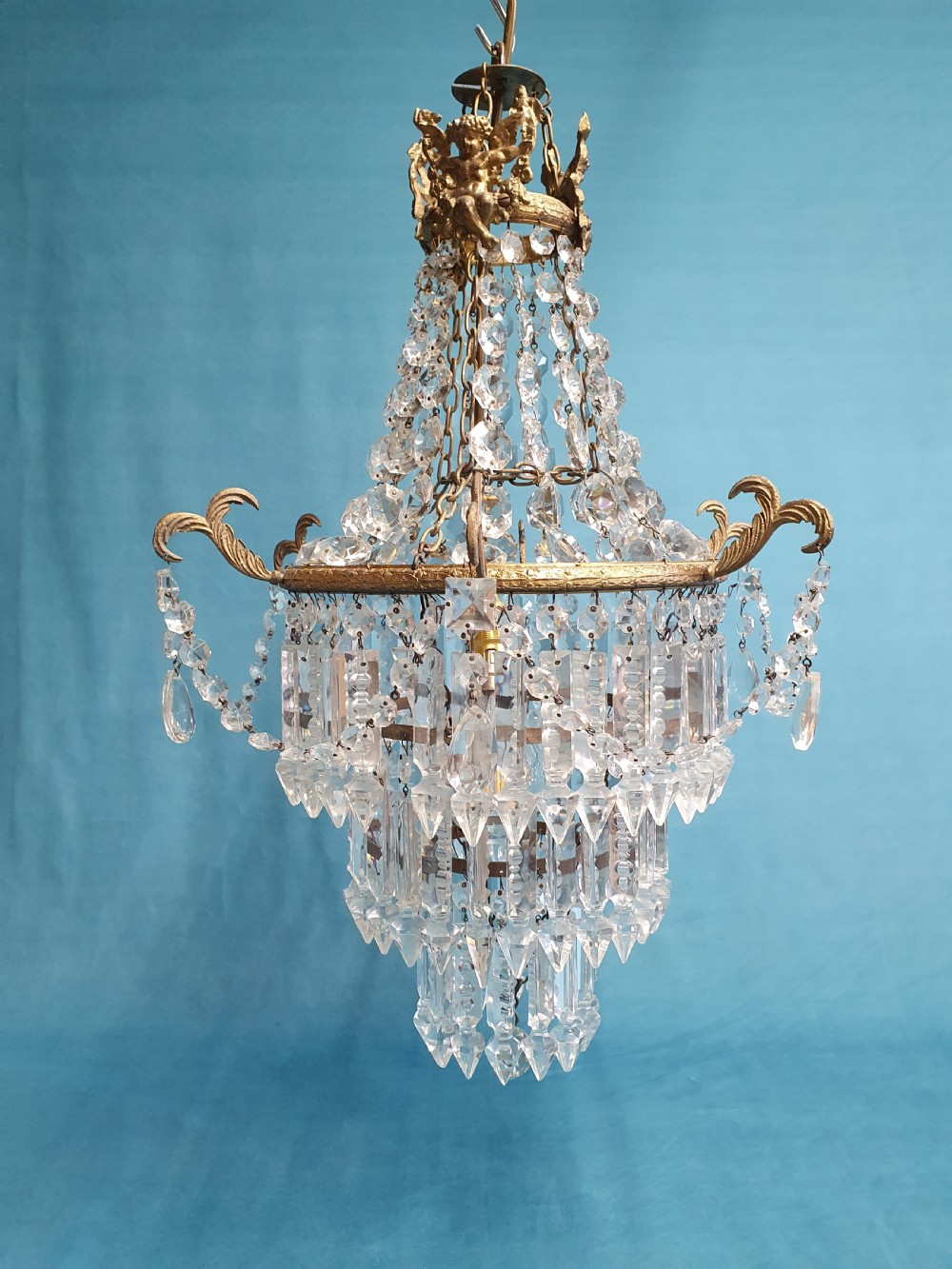 Early 20th century matched pair of lustre chandeliers View II