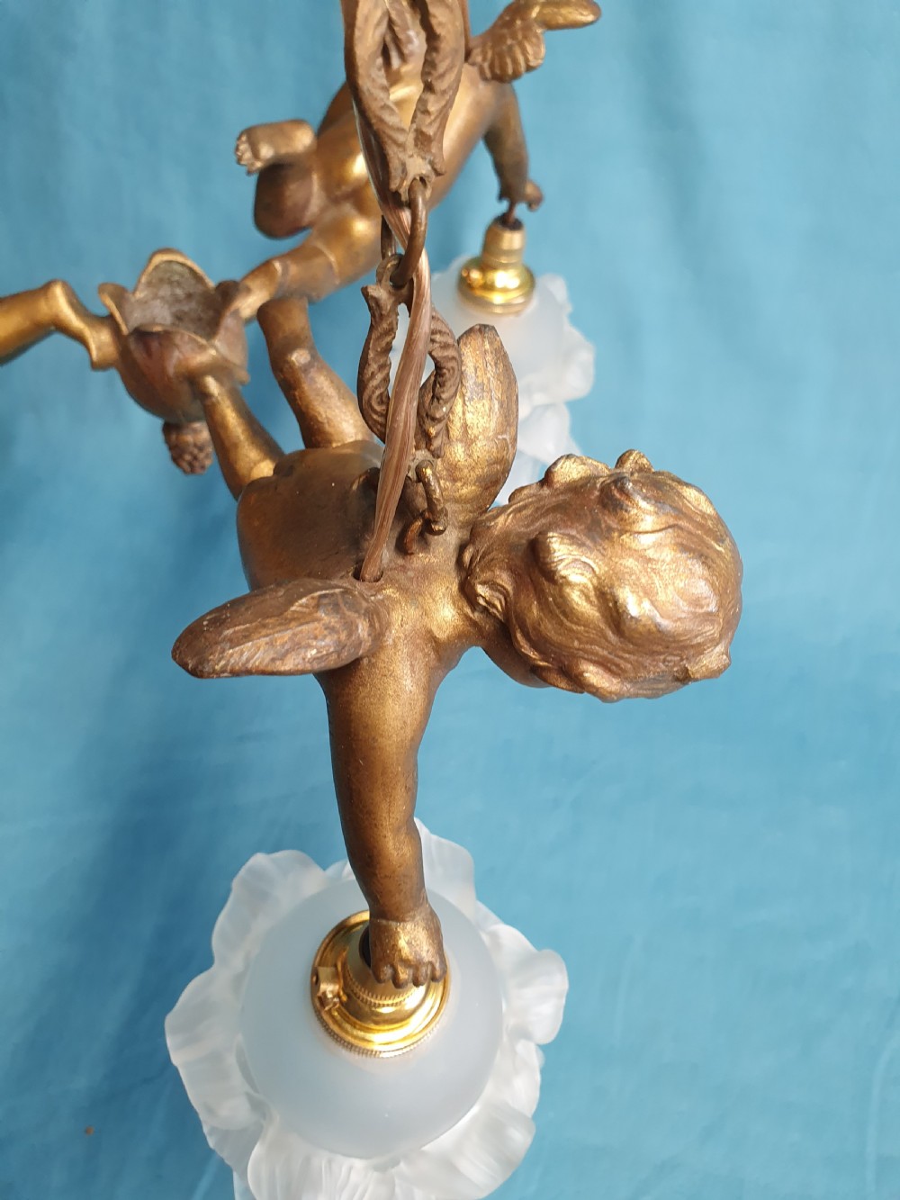 Early 20th century French cherub chandelier View II