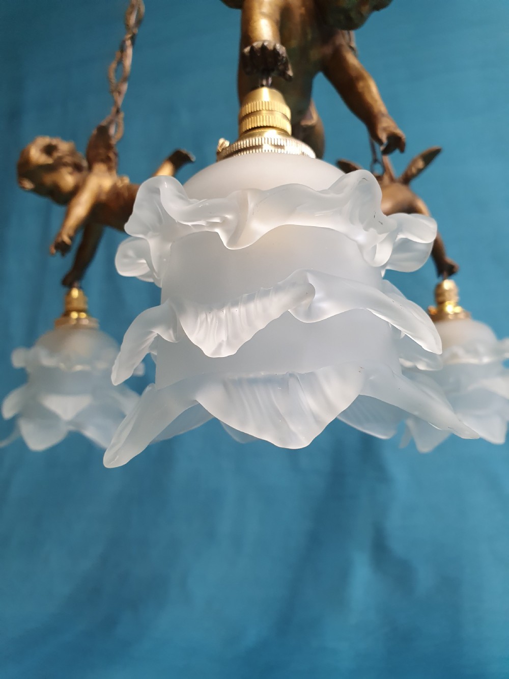 Early 20th century French cherub chandelier View V