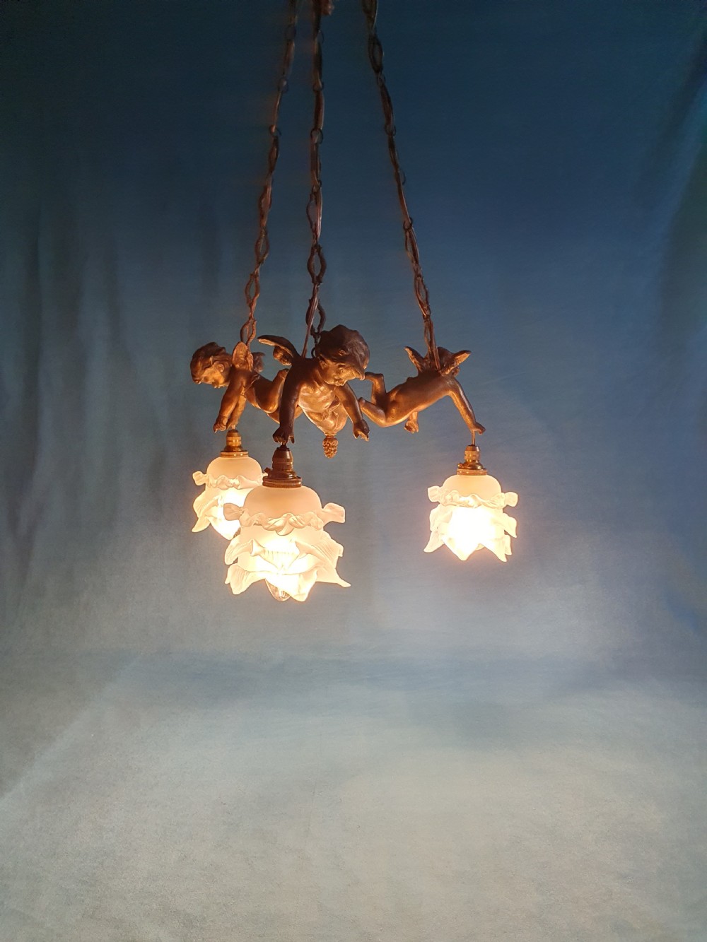 Early 20th century French cherub chandelier View VIII