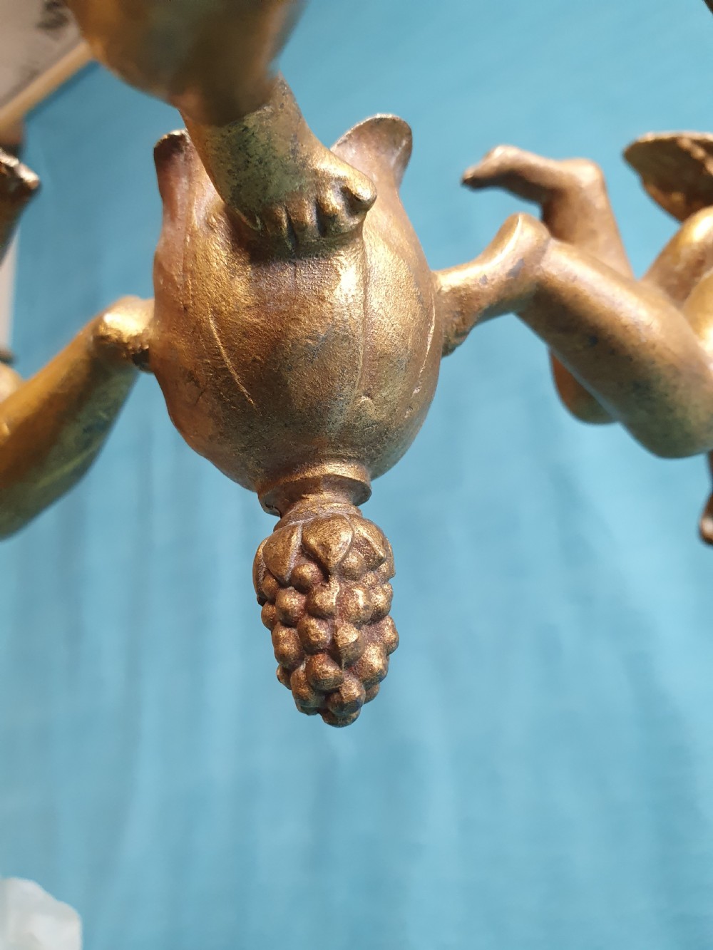 Early 20th century French cherub chandelier View IX
