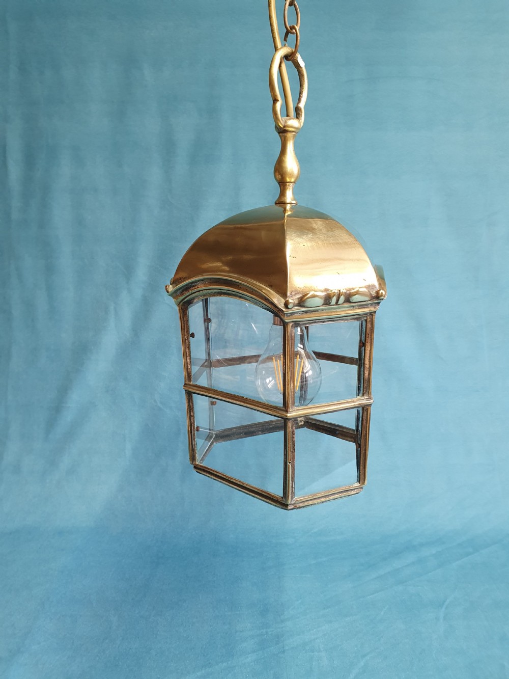 Early 20th century unusually shaped hexagon porch light View IV