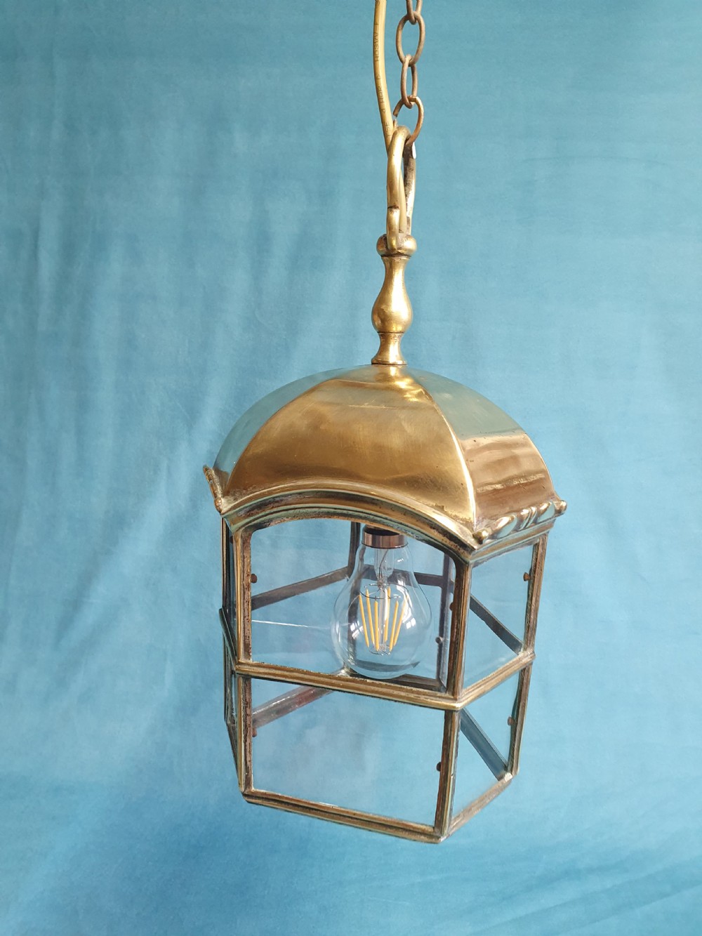 Early 20th century unusually shaped hexagon porch light View V