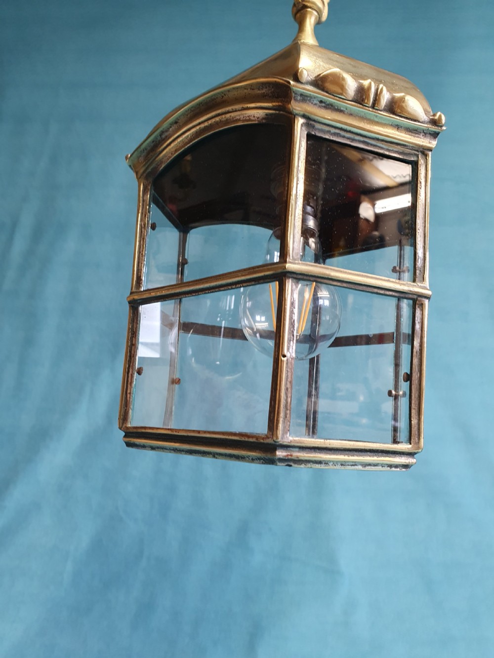 Early 20th century unusually shaped hexagon porch light View VI