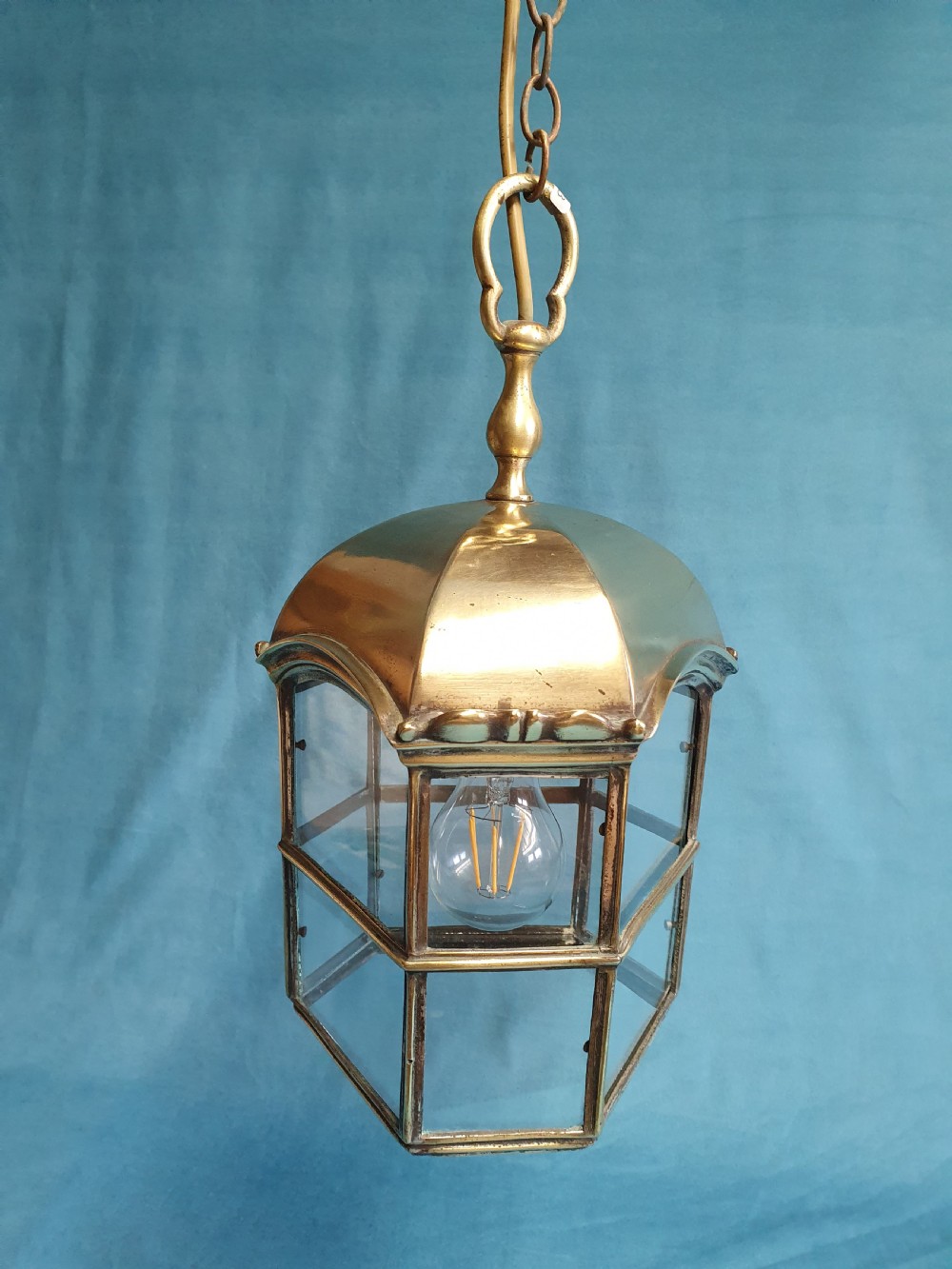 Early 20th century unusually shaped hexagon porch light View VII