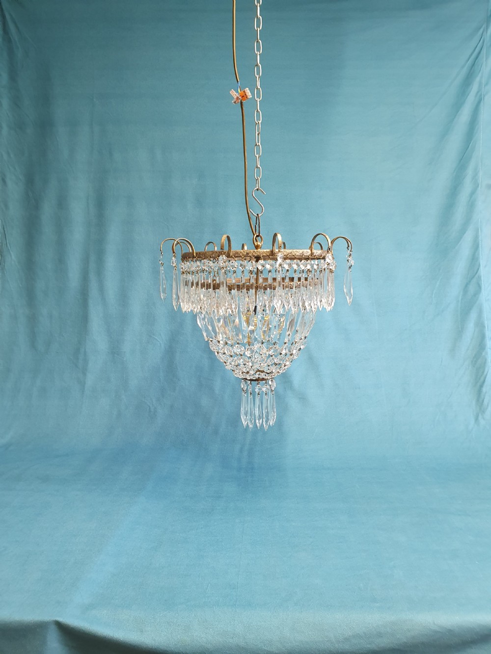 Early 20th century chandelier with prisms and spikes