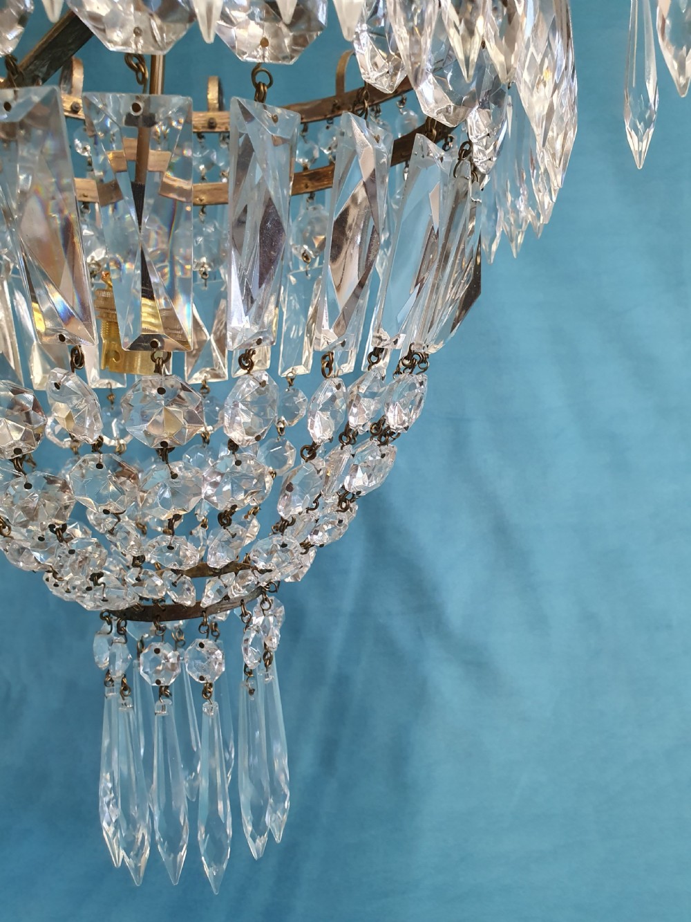 Early 20th century chandelier with prisms and spikes View III