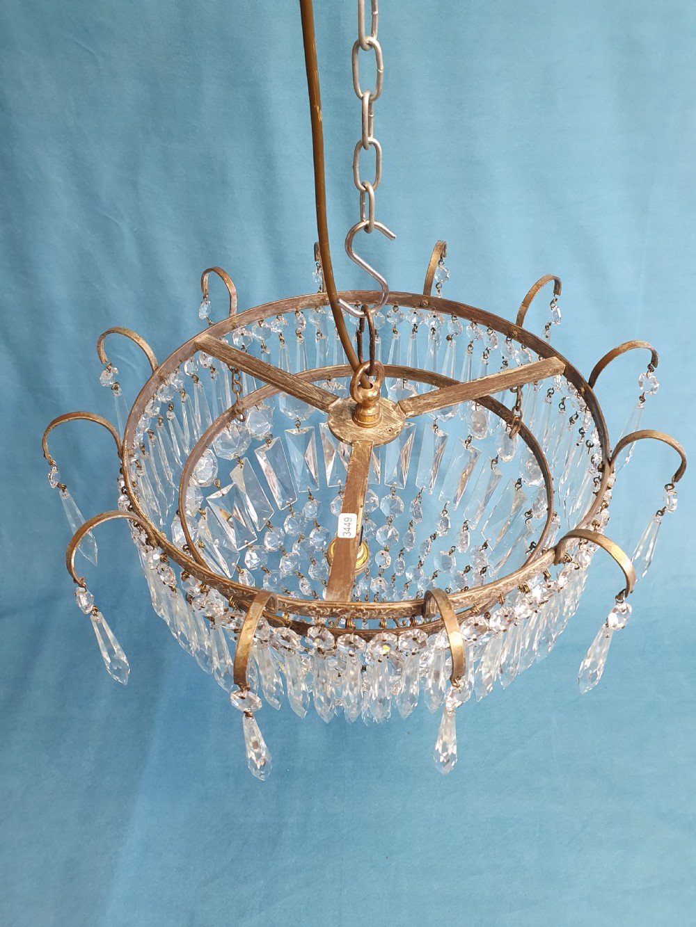 Early 20th century chandelier with prisms and spikes View VII