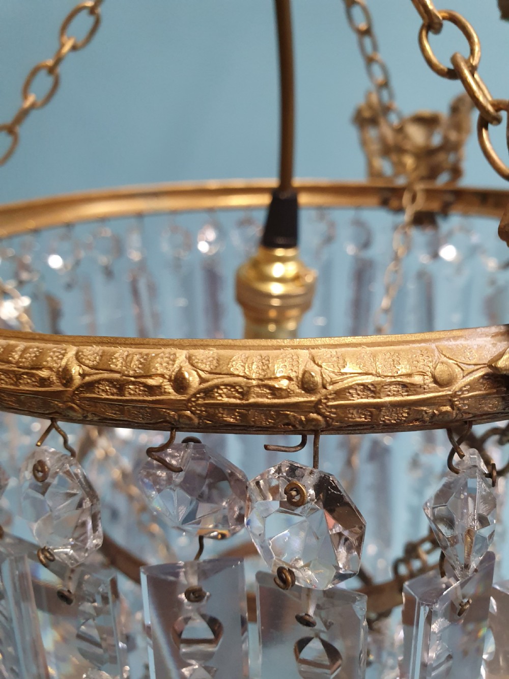 Early 20th century Luster chandelier with cherubs View IX