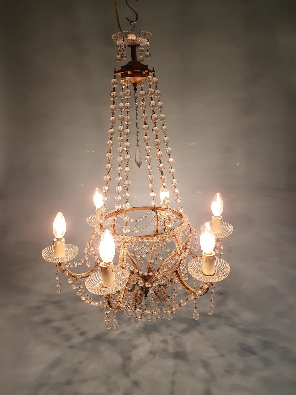 Tall chandelier with bead decoration View V