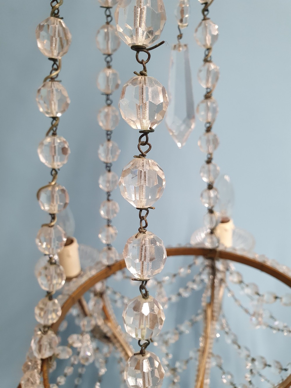Tall chandelier with bead decoration View VI