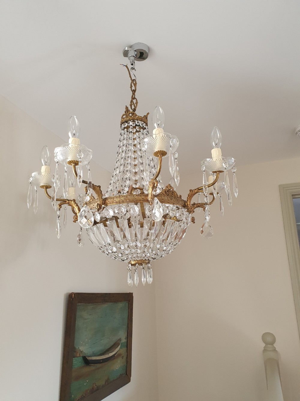 Early 20th century swag chandelier with 8 Arms