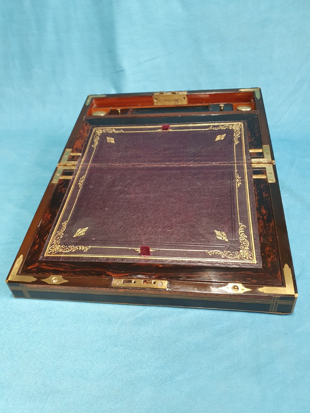 19th-century yew wood writing slope View II