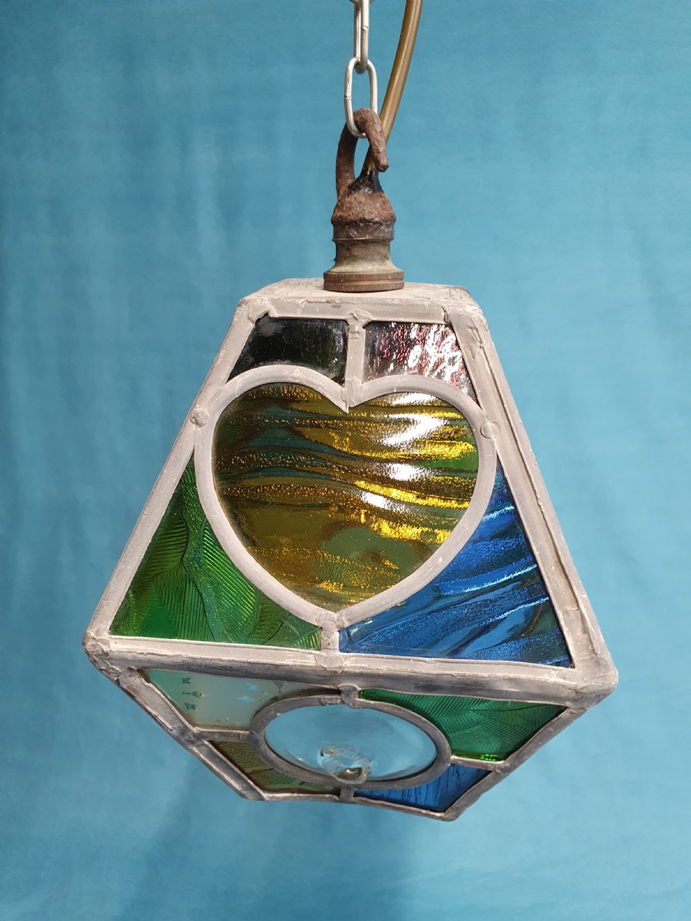 Arts and craft porch light with a heart. View II