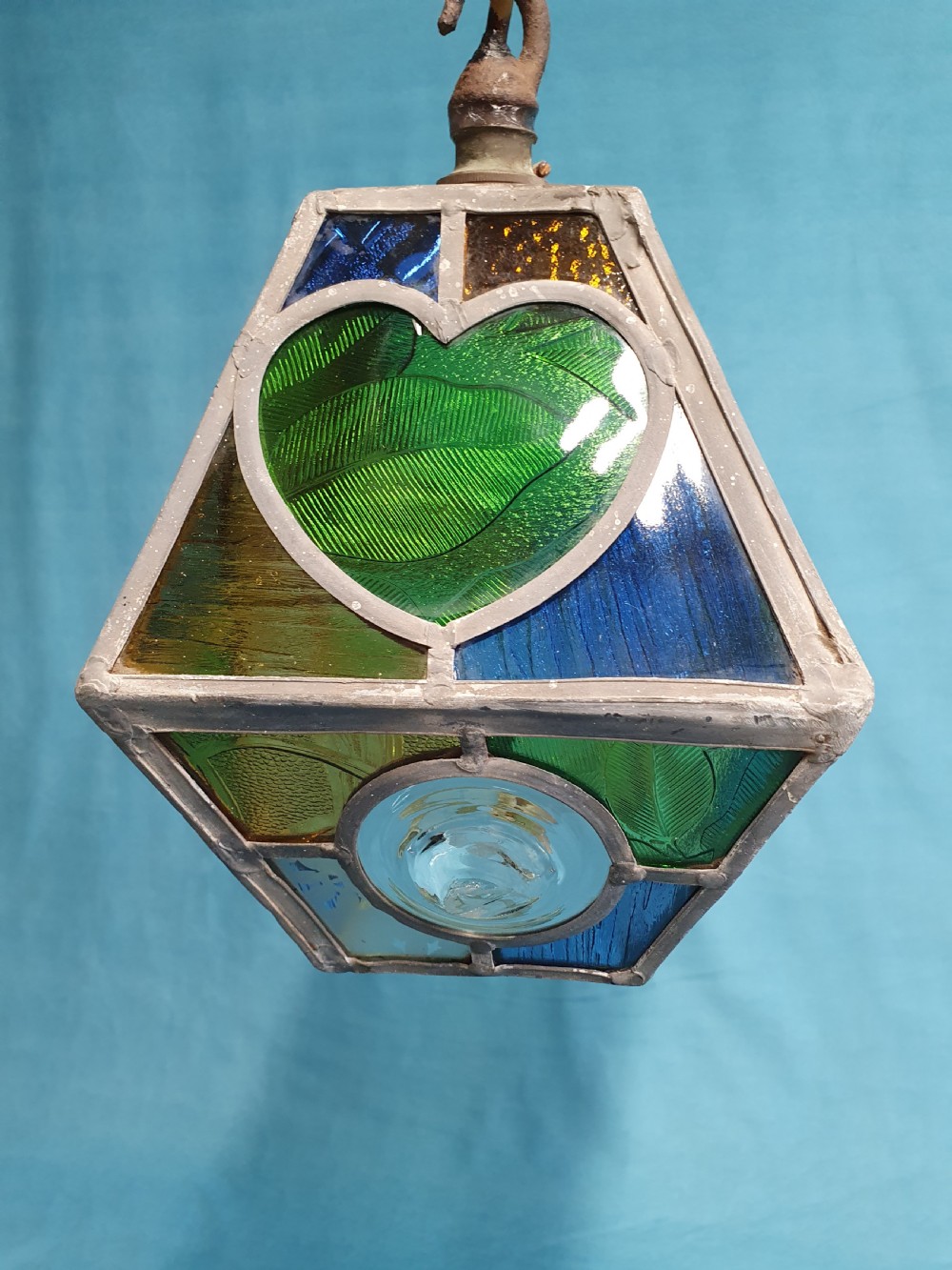 Arts and craft porch light with a heart. View IV