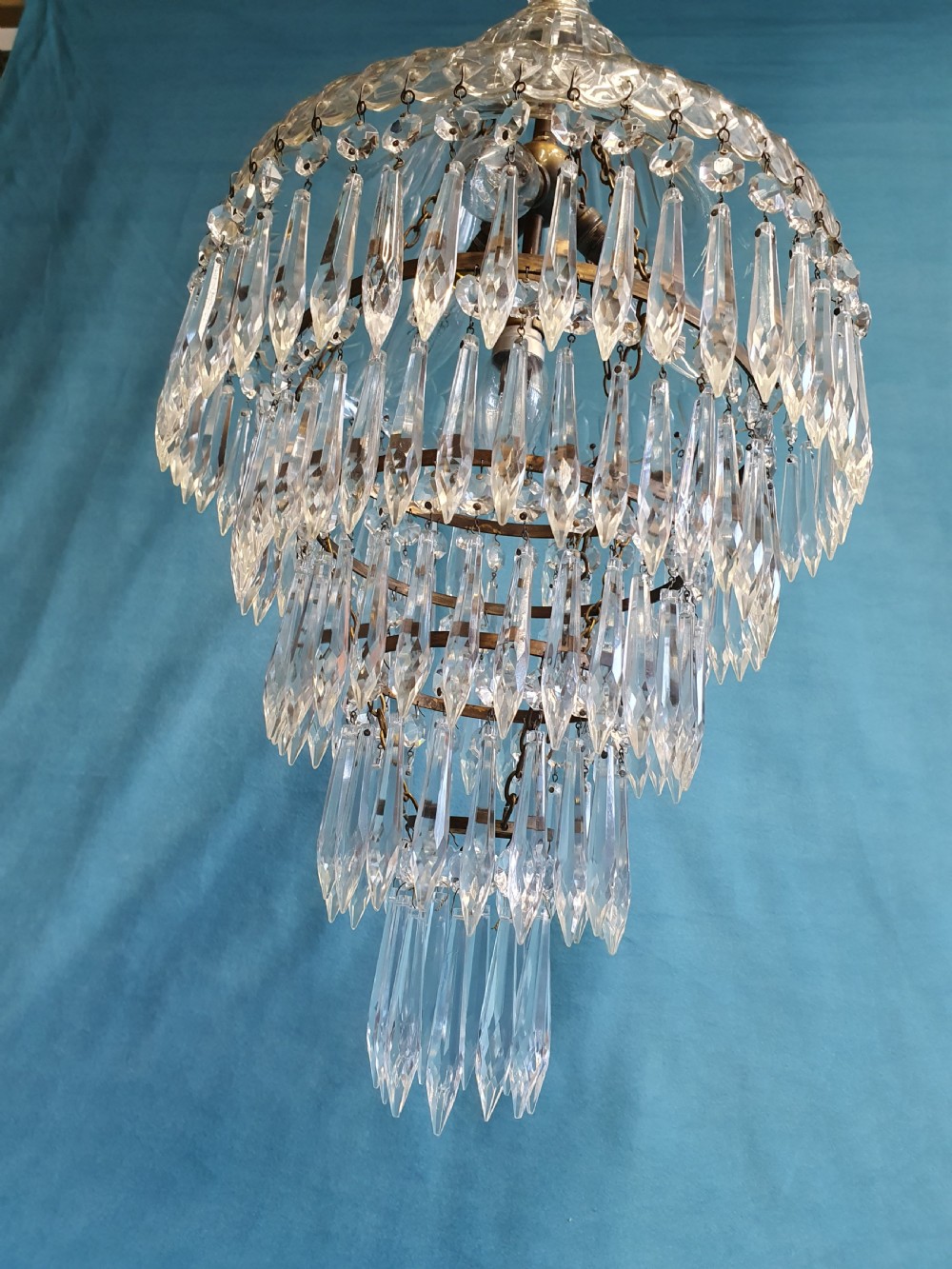 Early 20th century large dome top chandelier with spikes View II