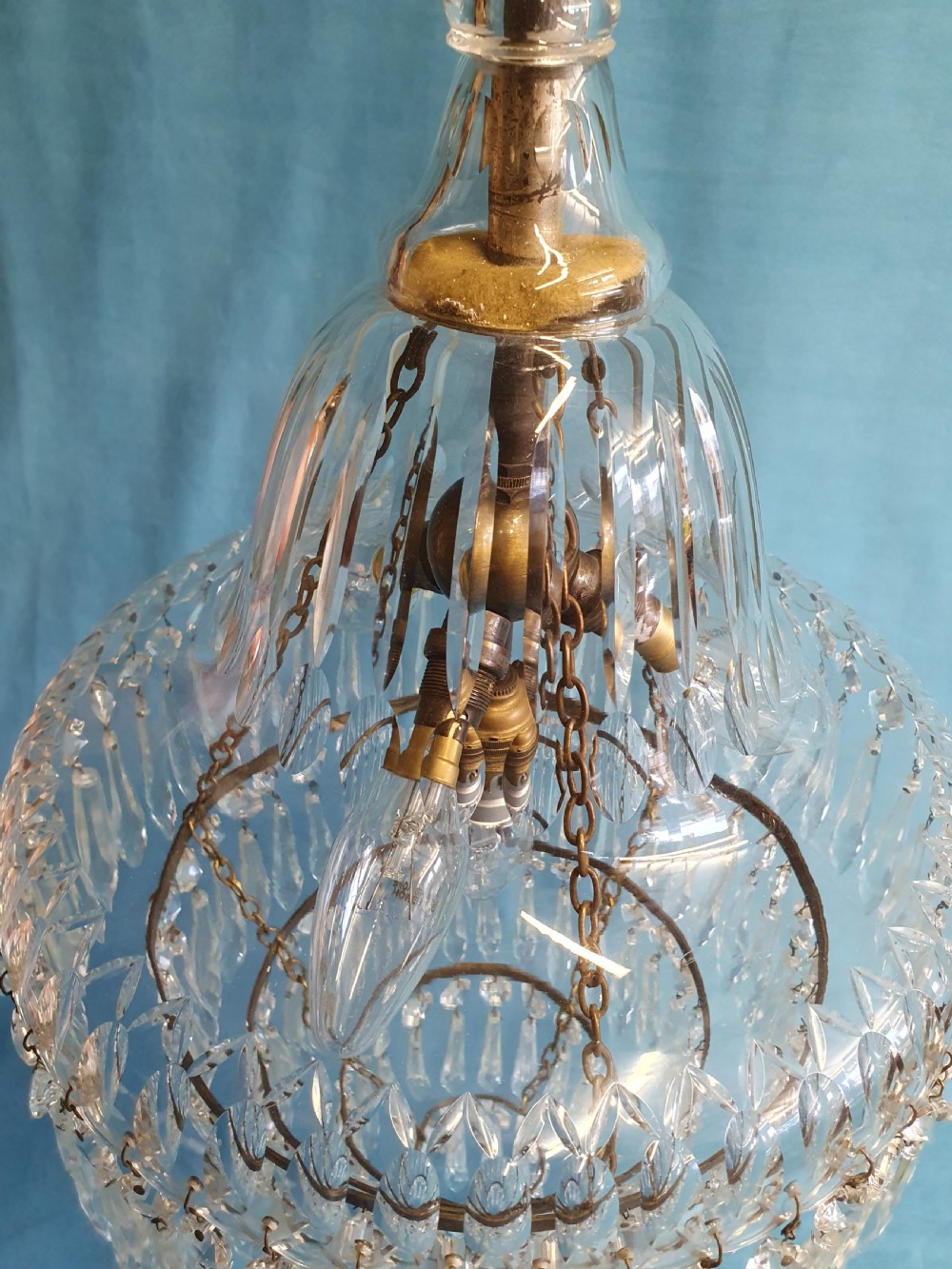 Early 20th century large dome top chandelier with spikes View V