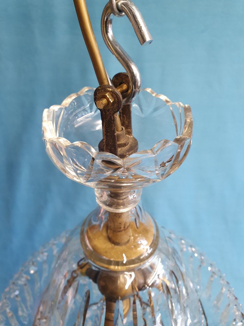 Early 20th century large dome top chandelier with spikes View VI