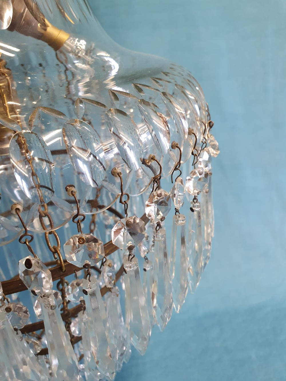 Early 20th century large dome top chandelier with spikes View VII