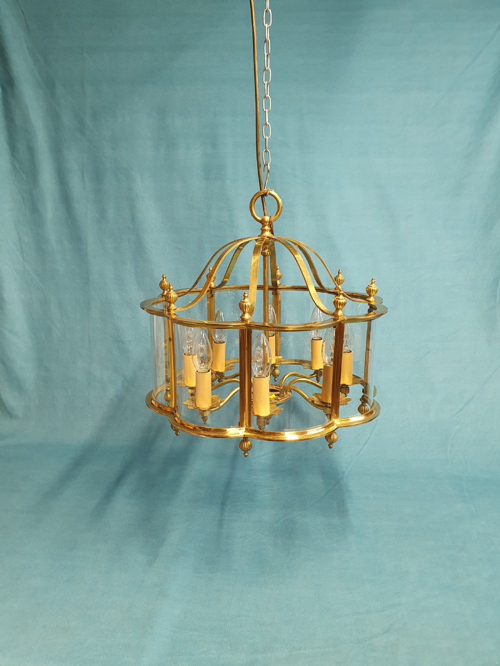 Large brass and glass hall lantern