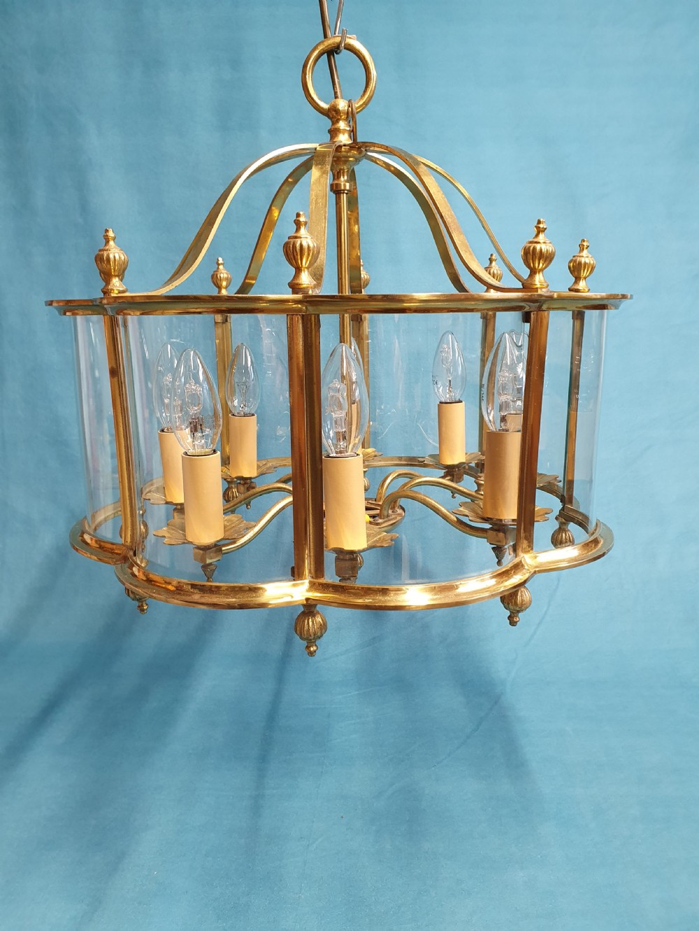 Large brass and glass hall lantern View II
