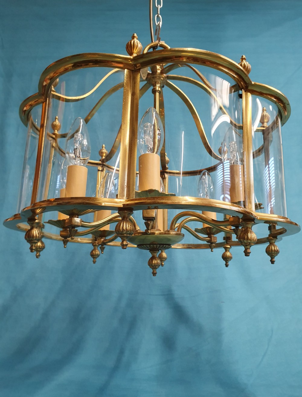 Large brass and glass hall lantern View IV