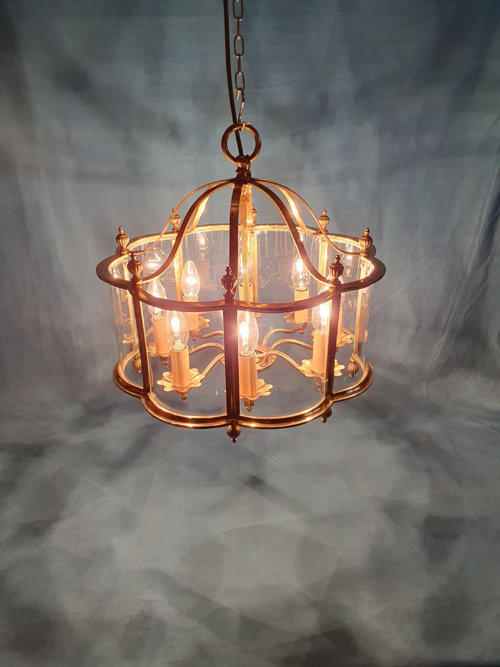 Large brass and glass hall lantern View V