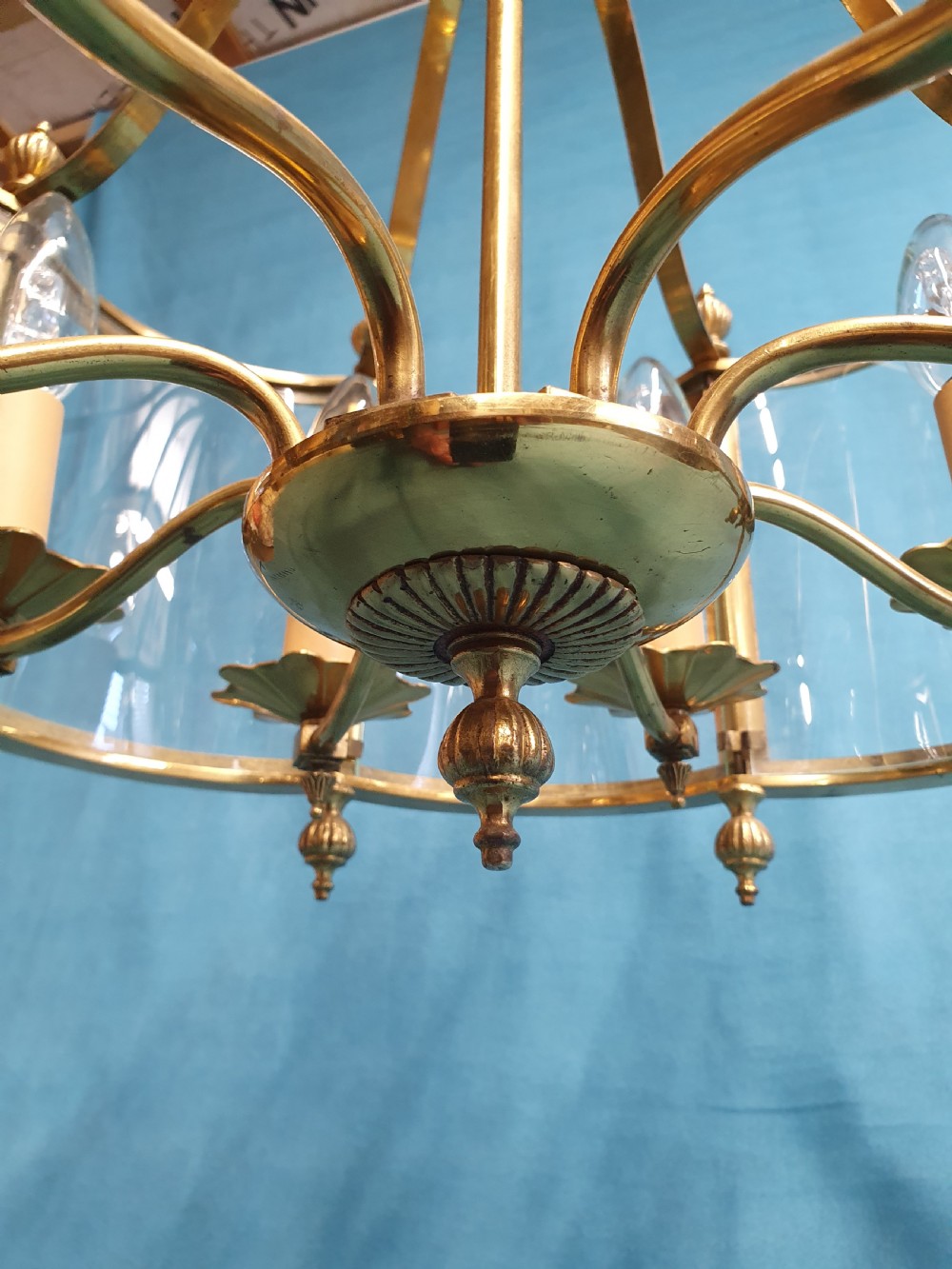Large brass and glass hall lantern View VI