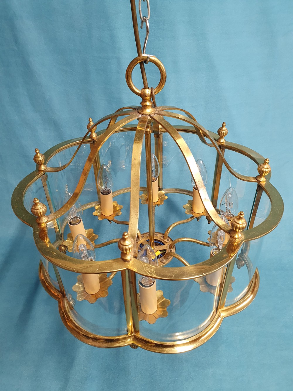 Large brass and glass hall lantern View VII