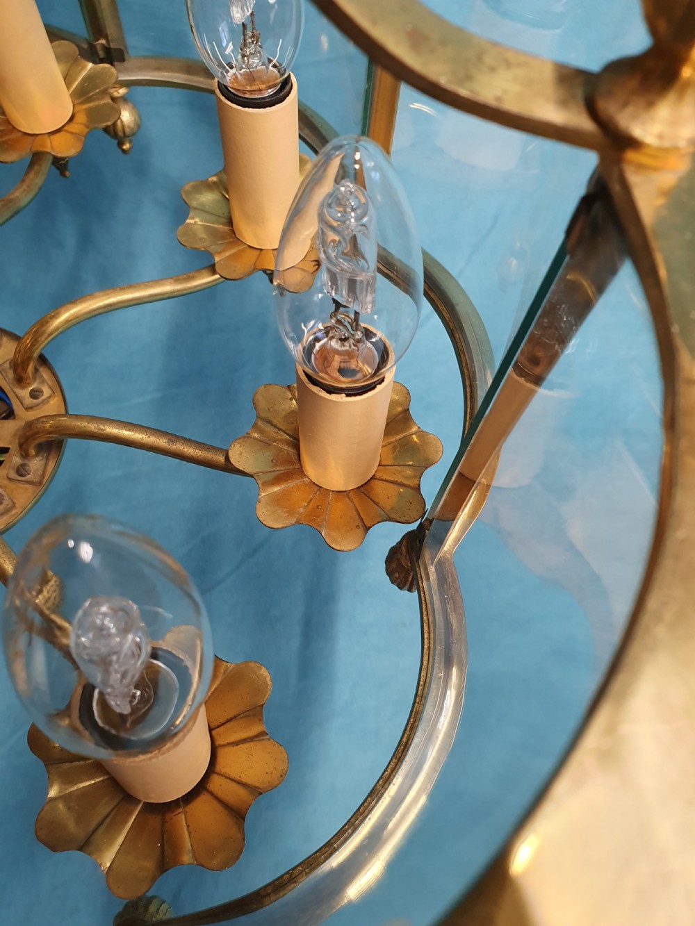 Large brass and glass hall lantern View VIII