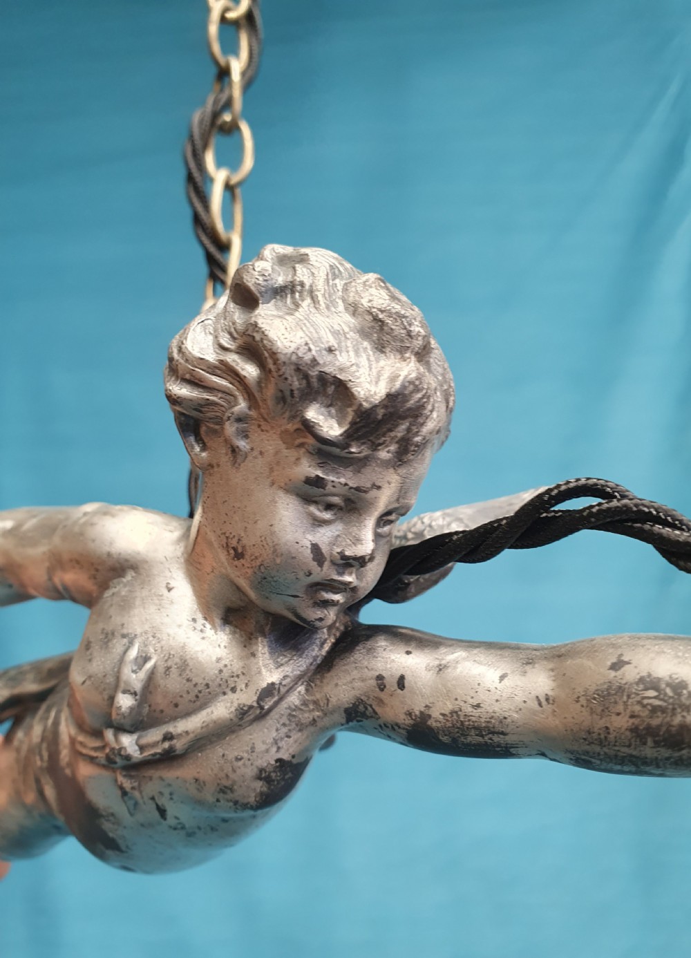 Pair of early 20th century flying cherub lights View VI