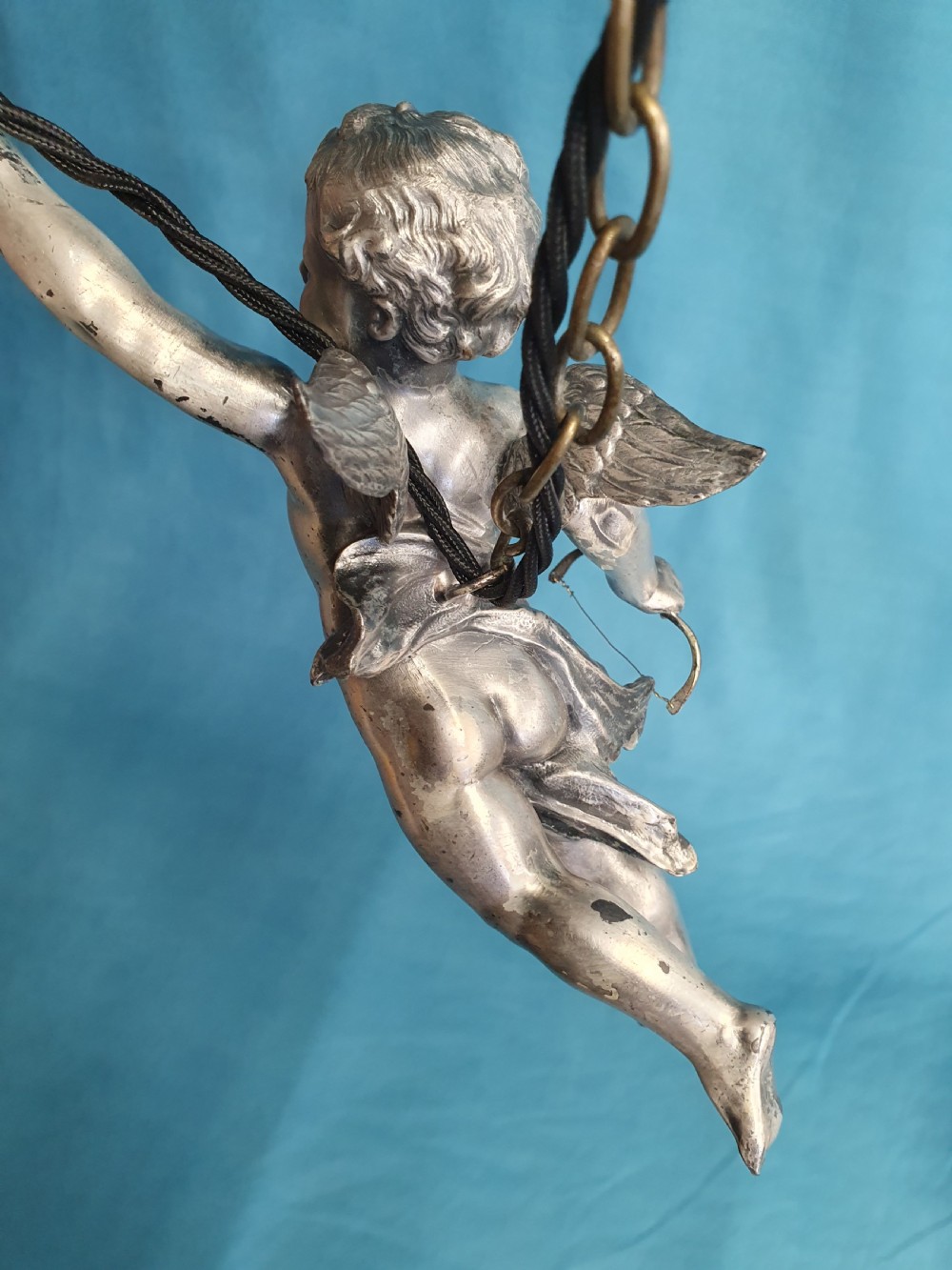 Pair of early 20th century flying cherub lights View VIII