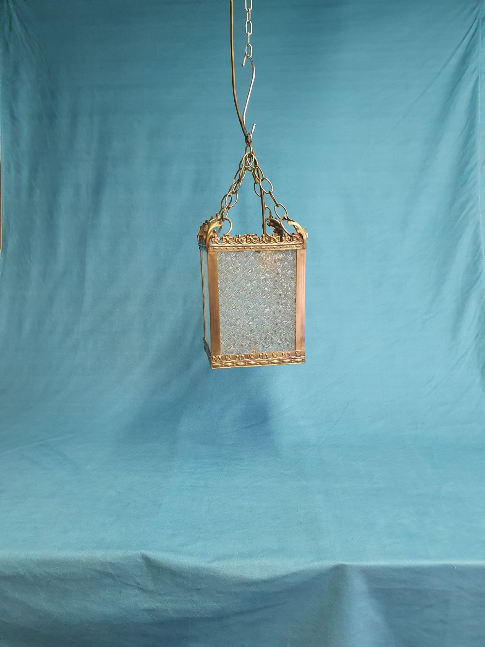 Early 20th century brass hall light with Coronet top View II