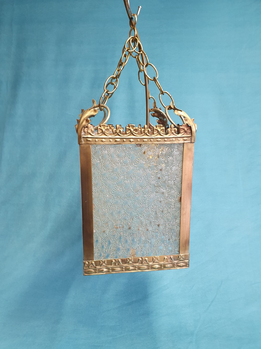 Early 20th century brass hall light with Coronet top View III