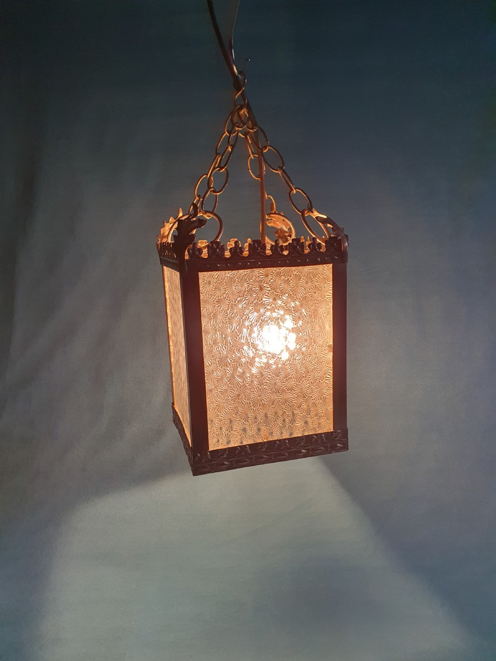 Early 20th century brass hall light with Coronet top View V