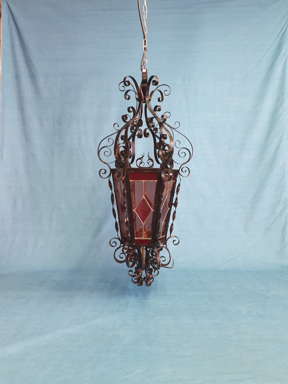 Early 20th century steel porch lantern