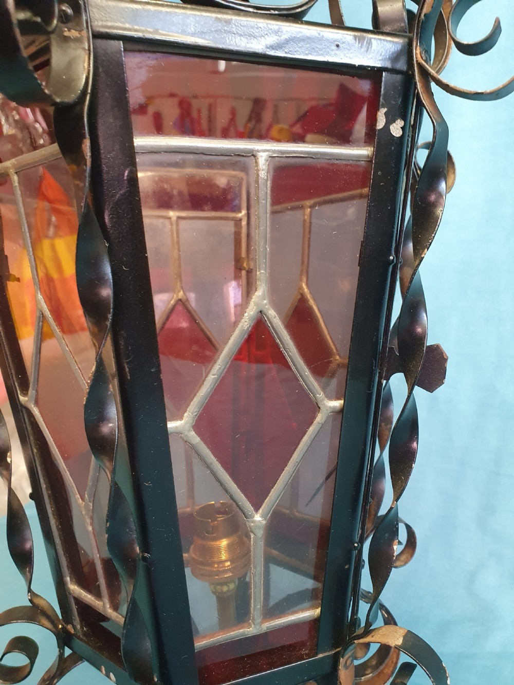 Early 20th century steel porch lantern View IV