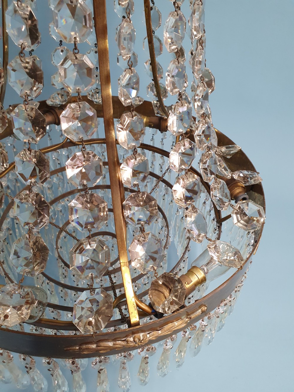 Early 20th century large antique spike chandelier View III